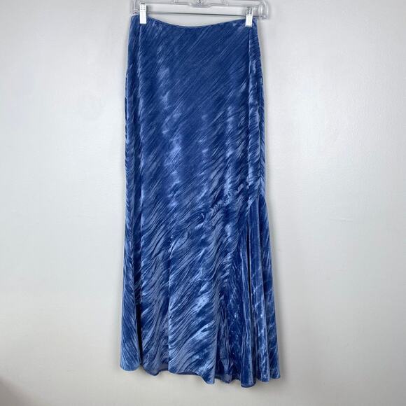 Free People Noa Velvet Slip Skirt Light Night Crushed Velvet Mix Blue Size XS - Picture 3 of 11